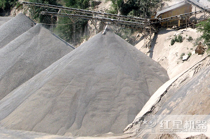 機制砂成品，一條生產(chǎn)線可有多種規(guī)格成品