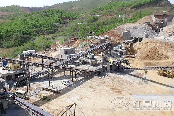 時產(chǎn)200石子破碎機(jī)生產(chǎn)現(xiàn)場，可就近安排參觀